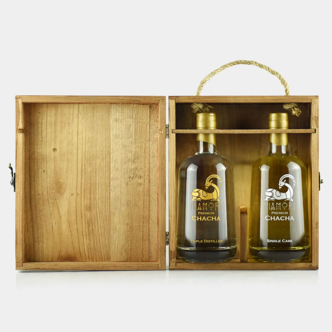 ჭაჭა | Single Cask და Triple Distilled | ხის ყუთით და ჭიქებით | 0.50 ლიტრი